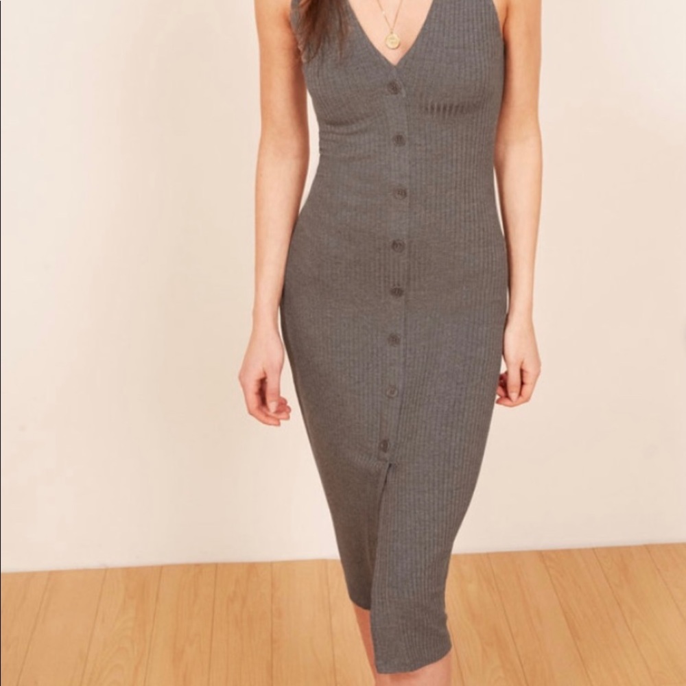 Reformation Nancy Mid Length Dress in Gray